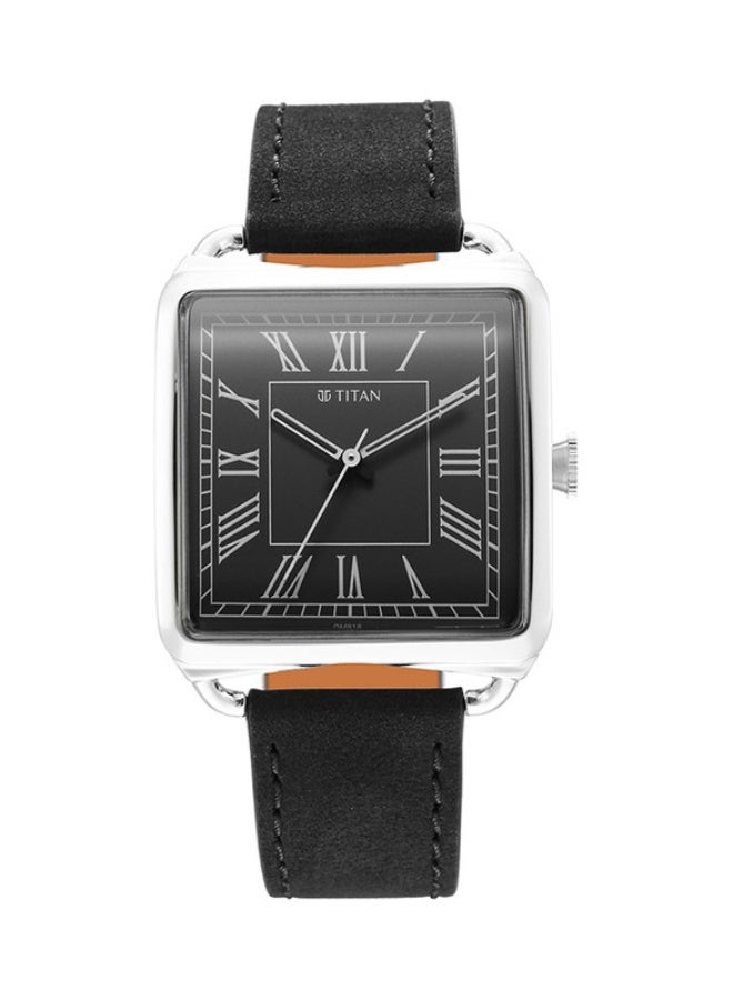 Titan Classic Analogue Black Square Dial Black Leather Strap Watch for Men-1676SL03 - Image 1