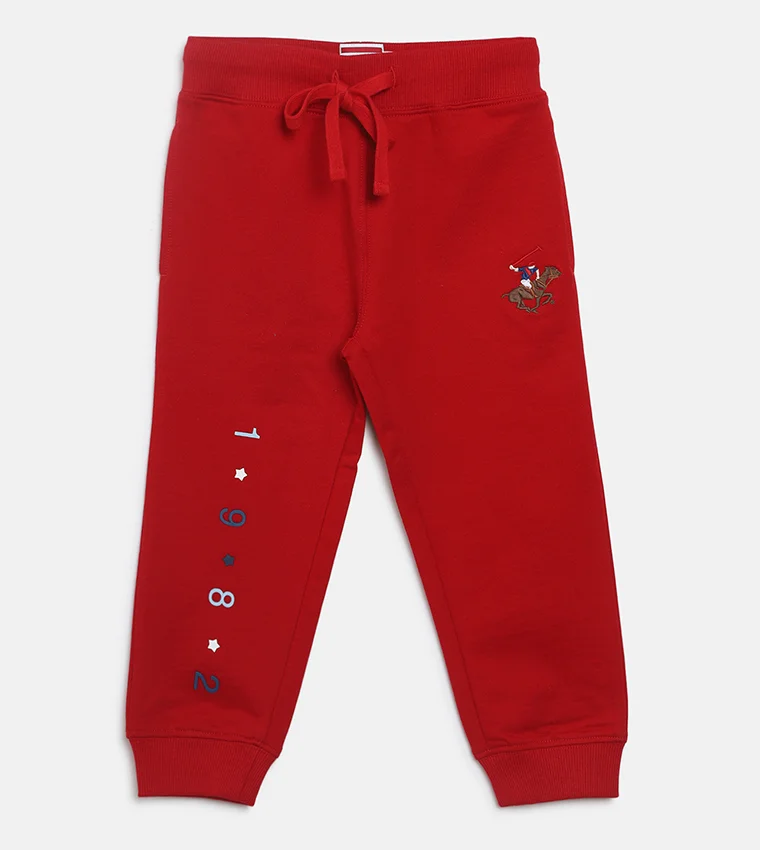 BEVERLY HILLS POLO CLUB Logo Embroidered Drawstring Waist Joggers