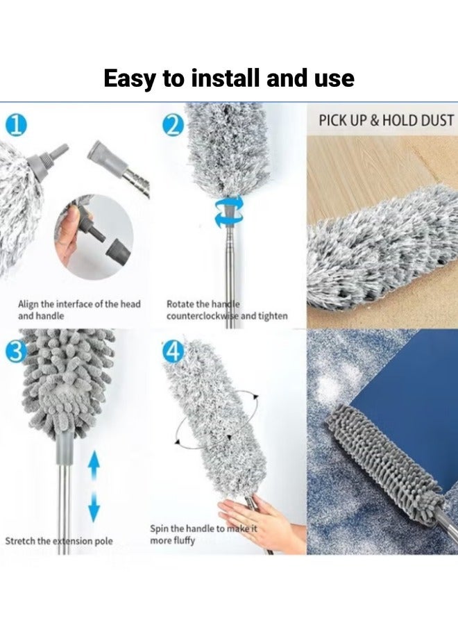 6 PCS Duster Kit, Microfiber Dust Brush, Washable and Retractable Duster Brush, Removable Hand Dust Cleaning Gap Dust, Bendable Dust Cleaner Cleaning Tools, For Cleaning Furniture, Couch, Fridge, Ceiling Fan, Blinds, Cobwebs Etc. - Image 4