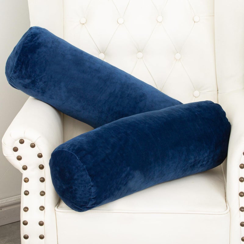 1 MIDDLE ONE Body Pillow Memory Foam Body Pillows for Adults Sleeping Decorative Bolster Pillow for Bed Couch Long Cylinder Tube Round Pillow 24x787 Inches Set of 2 Navy Blue - Image 2