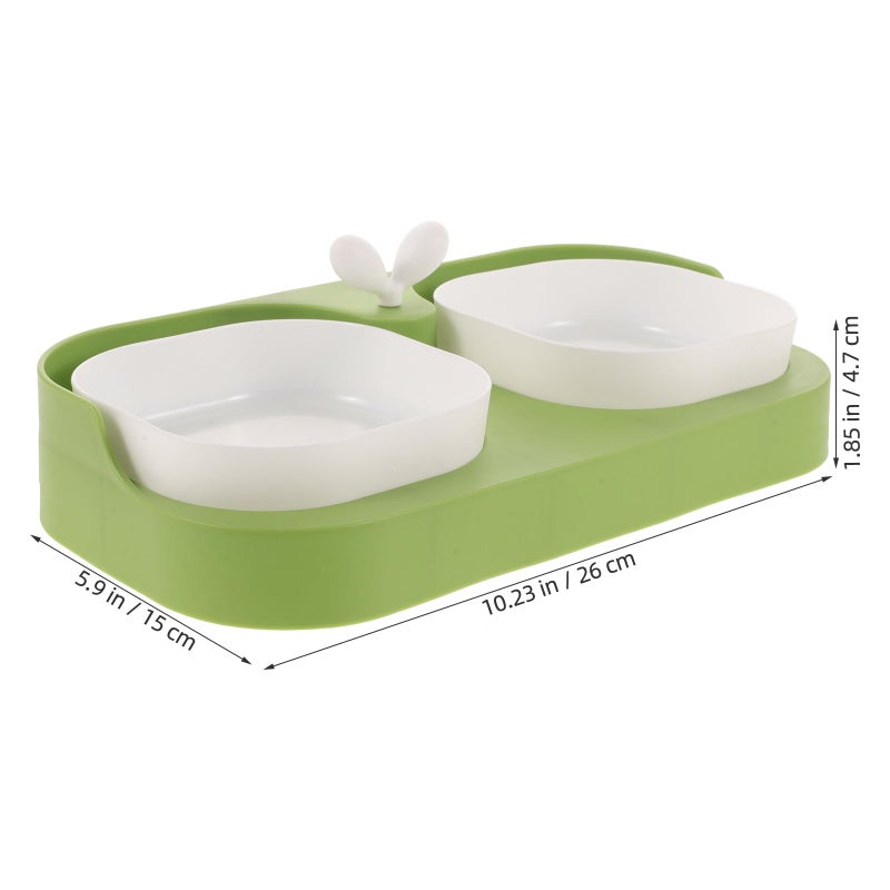 Dual Plastic Pet Food and Water Bowls Set for Cats and Small Dogs Fresh Green White - Image 3