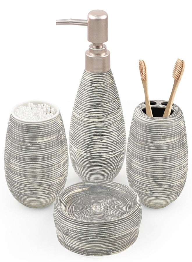 CERBIOR Bathroom Accessories Set,4 Pcs Ceramic Bathroom Decor Accessory,Includes Toothbrush Holder, Toothbrush Cup, Soap Dish for Decorative Countertop and Housewarming Gift(Grey 4pcs) - Image 1
