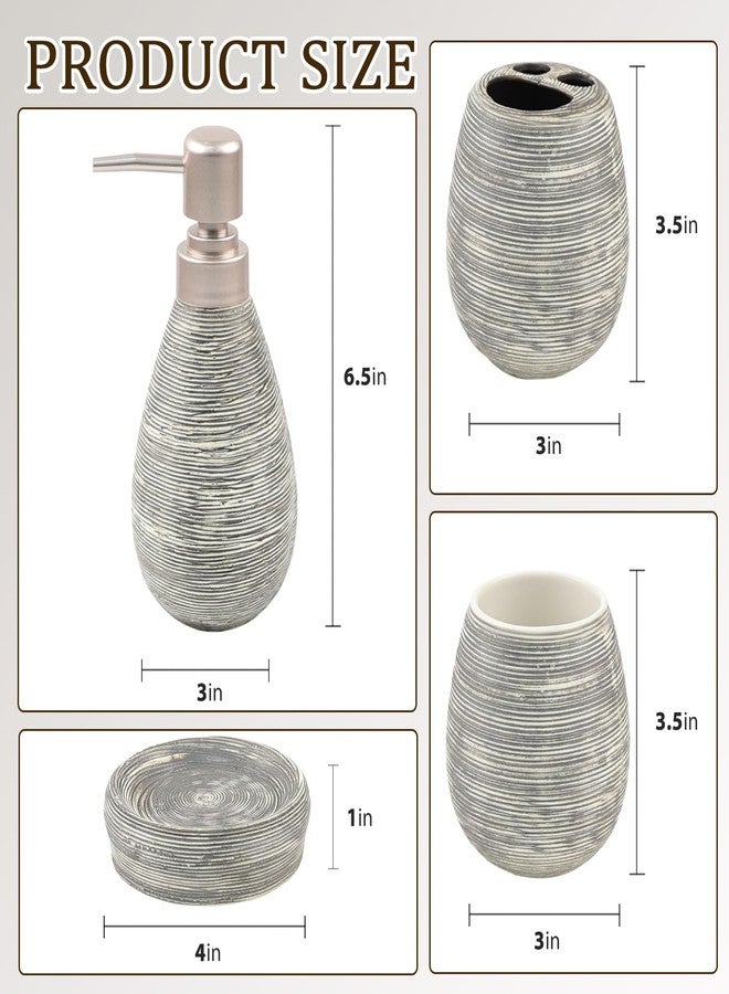 CERBIOR Bathroom Accessories Set,4 Pcs Ceramic Bathroom Decor Accessory,Includes Toothbrush Holder, Toothbrush Cup, Soap Dish for Decorative Countertop and Housewarming Gift(Grey 4pcs) - Image 3