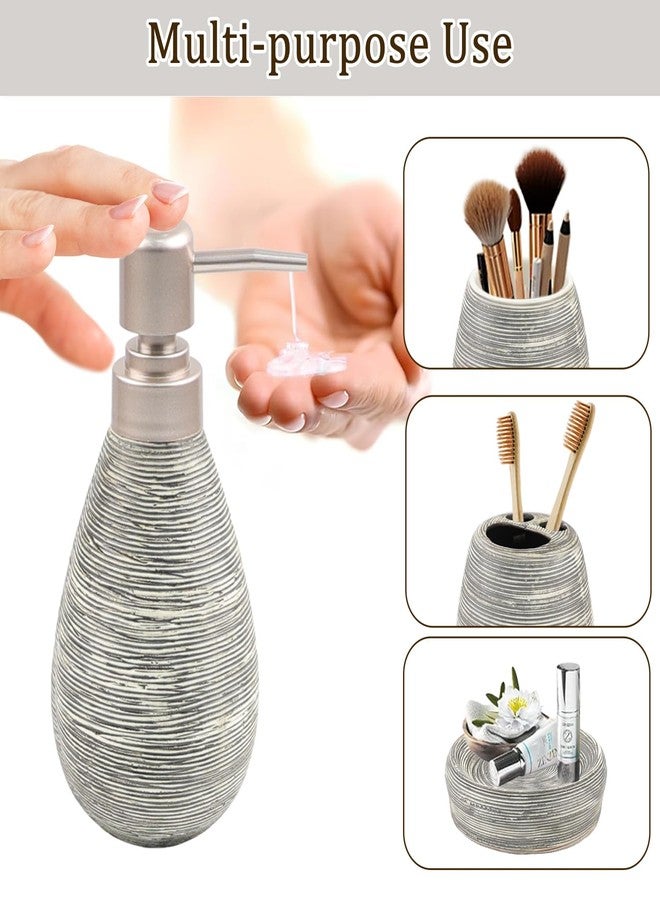 CERBIOR Bathroom Accessories Set,4 Pcs Ceramic Bathroom Decor Accessory,Includes Toothbrush Holder, Toothbrush Cup, Soap Dish for Decorative Countertop and Housewarming Gift(Grey 4pcs) - Image 4