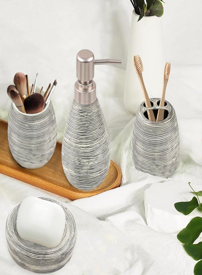 CERBIOR Bathroom Accessories Set,4 Pcs Ceramic Bathroom Decor Accessory,Includes Toothbrush Holder, Toothbrush Cup, Soap Dish for Decorative Countertop and Housewarming Gift(Grey 4pcs) - Image 5