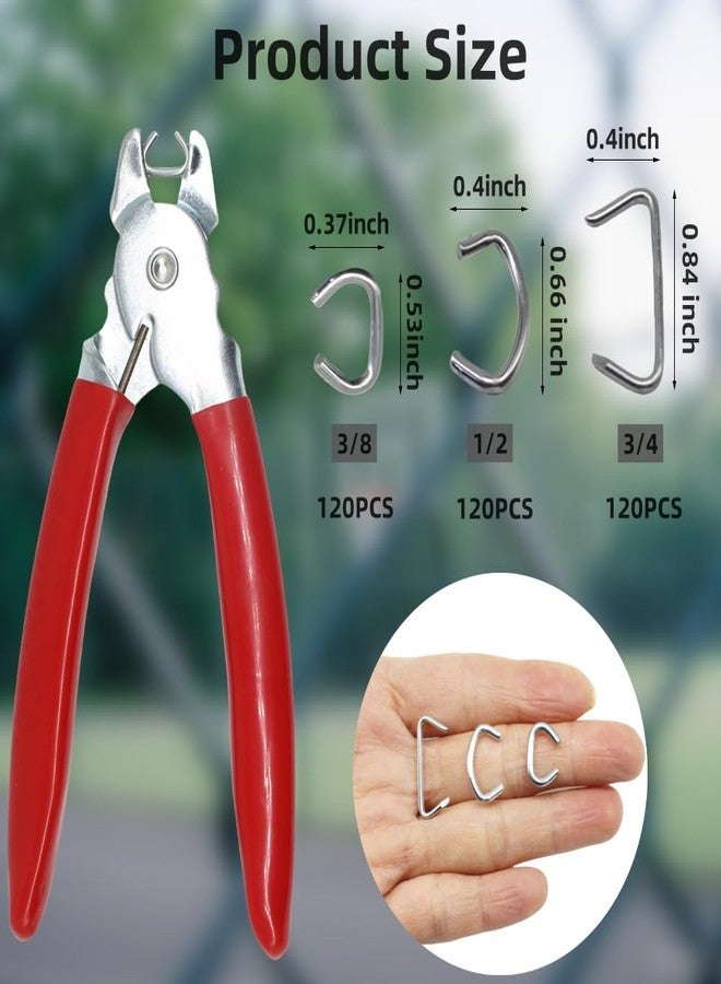 DoubleWood Hog Rings Pliers Kit, 360 Pcs 3/4", 1/2", 3/8" Galvanized Steel Hog Rings with Pliers, Hog Rings for Furniture Upholstery, Animal Pet Cages, Cords, Meat & Sausage Casings, Bagging (360 Pcs) - Image 2