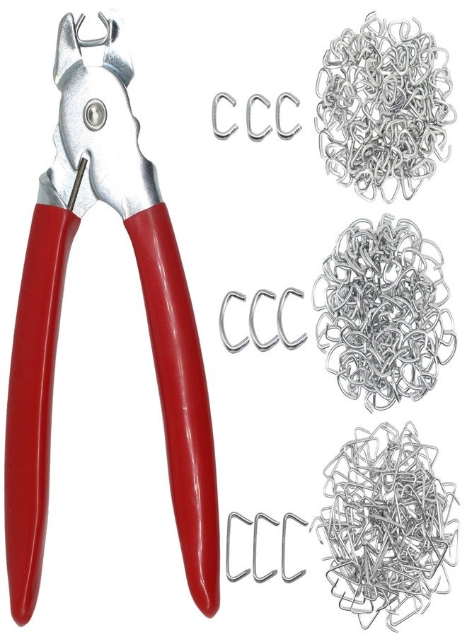 DoubleWood Hog Rings Pliers Kit, 360 Pcs 3/4", 1/2", 3/8" Galvanized Steel Hog Rings with Pliers, Hog Rings for Furniture Upholstery, Animal Pet Cages, Cords, Meat & Sausage Casings, Bagging (360 Pcs) - Image 1