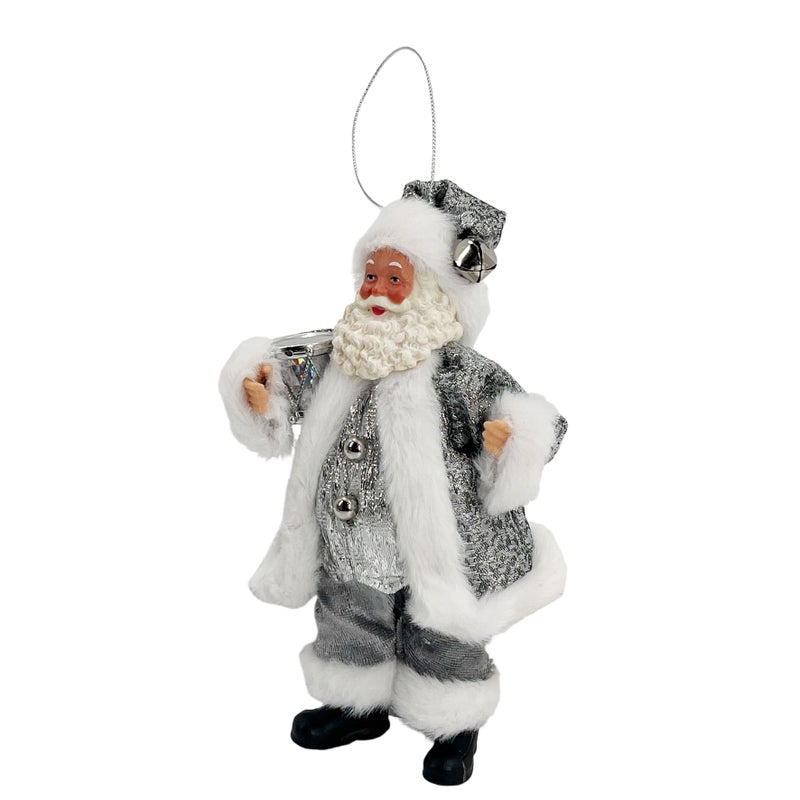 CHRISTMAS MAGIC Standing Santa Decoration Silver 18cm - Image 4