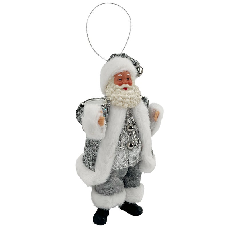 CHRISTMAS MAGIC Standing Santa Decoration Silver 18cm - Image 3