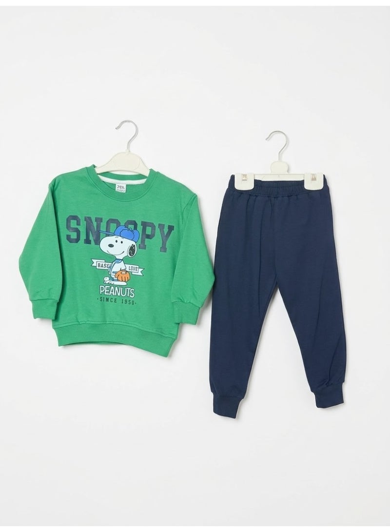 Zara Boys 100% Cotton Peanuts Snoopy Sweatshirt and Jogger Set - Image 1