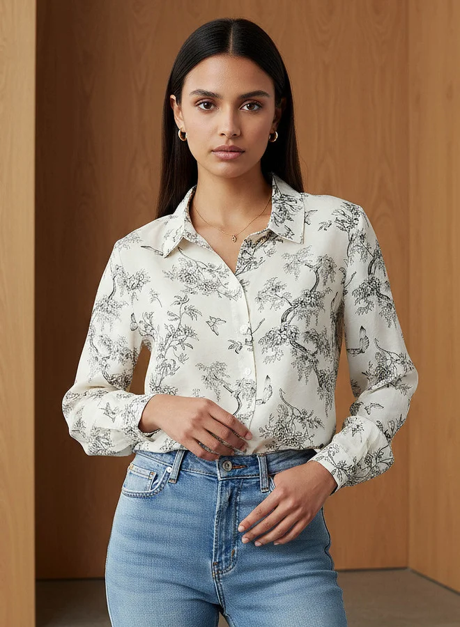 Splash FAV Regular Fit Viscose Floral Print Shirt with Collar