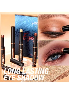 LANGMANNI 8Pcs Eyeshadow Stick Set Eyeshadow and Eyeliner Soft Smooth Cream Eyeshadow Stick Gift Set Matte Earth Color Bright Metal Color Contour Stick Waterproof Long Lasting Eyeshadow Stick SET B  - Image 4