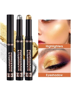 LANGMANNI 8Pcs Eyeshadow Stick Set Eyeshadow and Eyeliner Soft Smooth Cream Eyeshadow Stick Gift Set Matte Earth Color Bright Metal Color Contour Stick Waterproof Long Lasting Eyeshadow Stick SET B  - Image 2