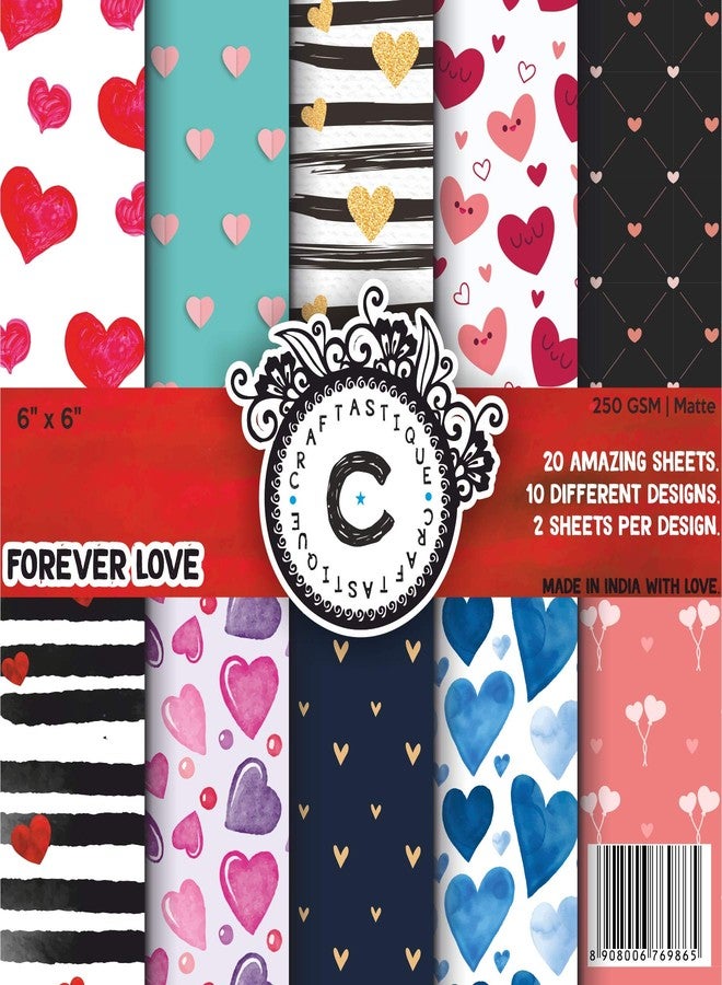 Craftastique Forever Love Scrapbooking Paperpack (20 Sheets | 250 GSM) (6 x 6 inches) | Decorative Pattern Paper for Art and Craft DIY Greeting Card Paper Texture Sheets Scrapbook Sheets - Image 1