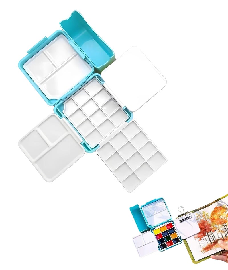 Korvika 1 Piece Mini Painting Palette,Foldable, Easy to Carry,Compact Watercolor Palette for Artists, Portable Painting Supplies with Mixing Wells - Image 1