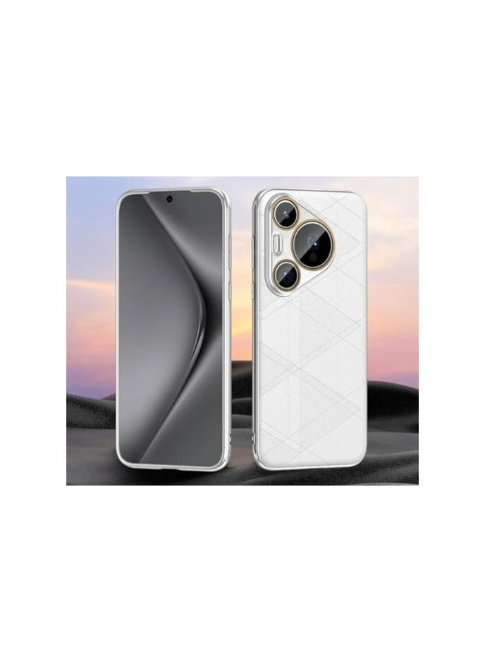 general Case Compatible with Huawei Pura 70 Pro Case Luxurious Leather Textile Pattern PC Back Cover for Huawei Pura 70 Pro 5G Shockproof Bumper - Image 1