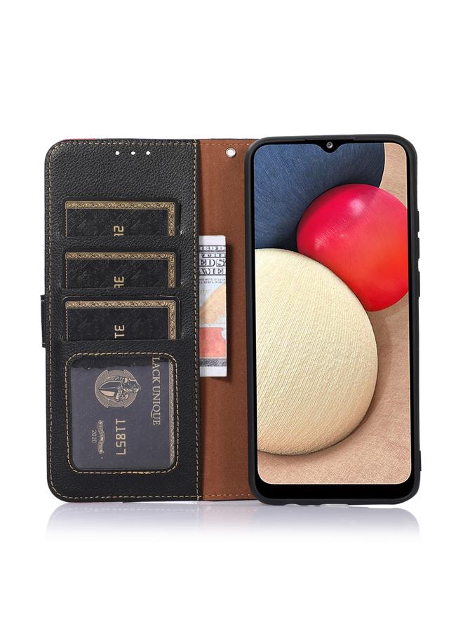 اس-توب جراب هاتف خزنة من الجلد بنسيج الليتشي بتقنية RFID لهاتف سامسونج جالاكسي A13 - Image 4