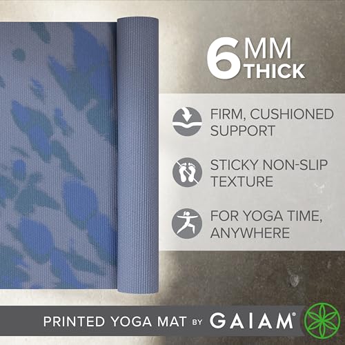 Gaiam Yoga Mat Premium 6mm Print Extra Thick Non Slip Exercise Fitness Mat for All Types of Yoga Pilates Floor Workouts 68L x 24W x 6mm Thick - Image 3