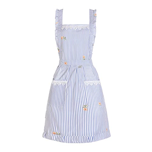 Aoomzoon Funny Aprons for Women with Pockets Kitchen Cooking Grilling Bbq Cute Chef Apron Mothers Day Birthday Gifts for Women BlueStripe