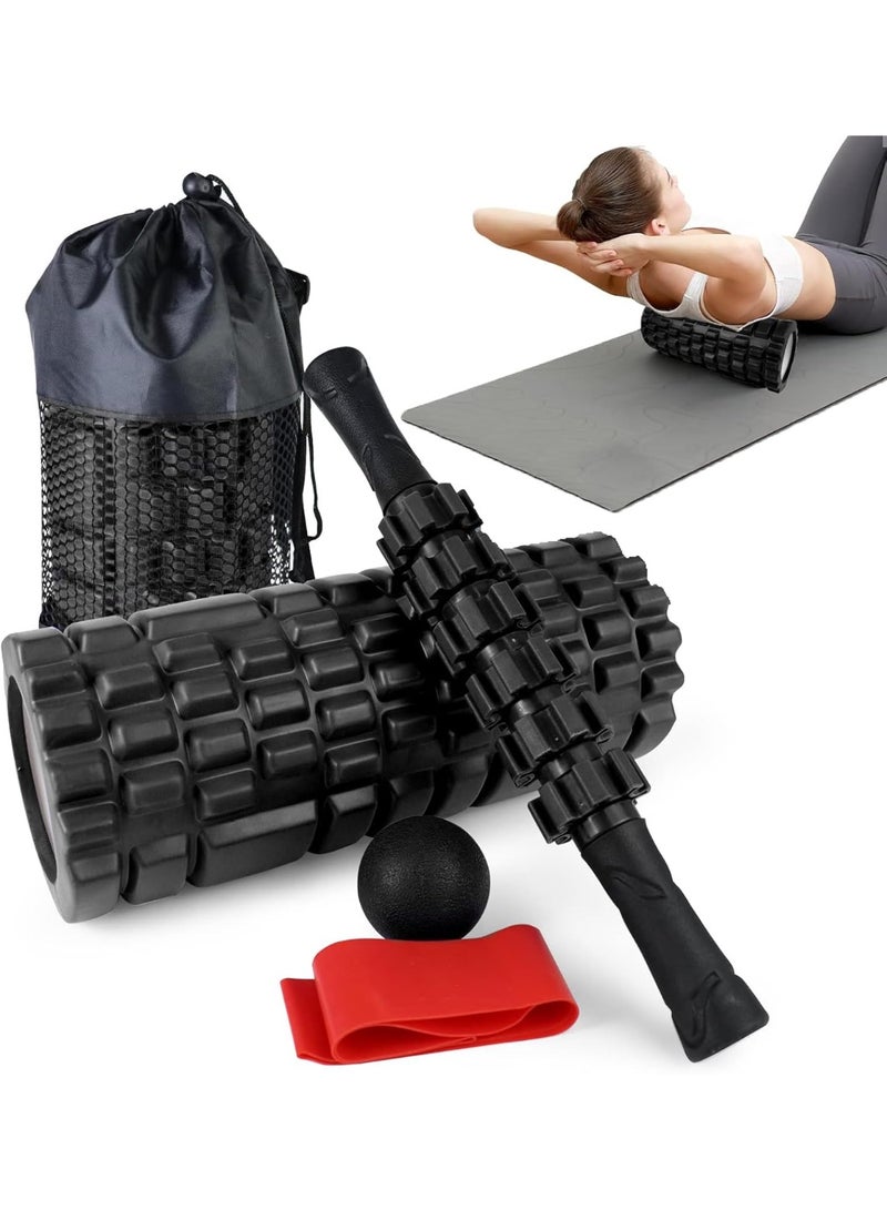 Foam Roller for Yoga, 5-in-1 Fascia Roller Set, Muscle Roller, Fascia Roller, Fascia Ball, Resistance Bands and Storage Bag for Fascia Training, Yoga, Sports, Fitness, Pilates - Image 1
