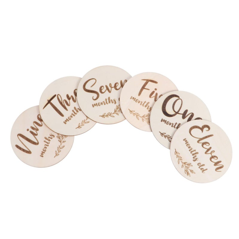 6pcs Natural Wooden Double Sided Monthly Markers For Newborn Photos - Image 2