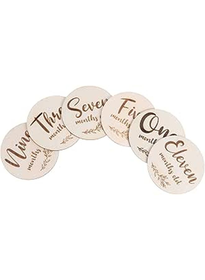 6pcs Natural Wooden Double Sided Monthly Markers For Newborn Photos - Image 1