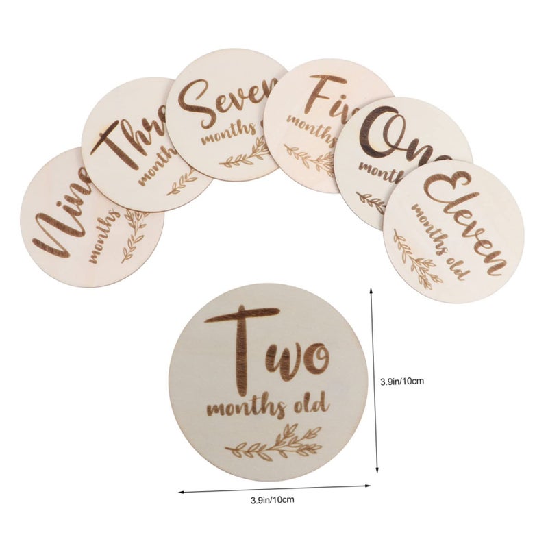 6pcs Natural Wooden Double Sided Monthly Markers For Newborn Photos - Image 3