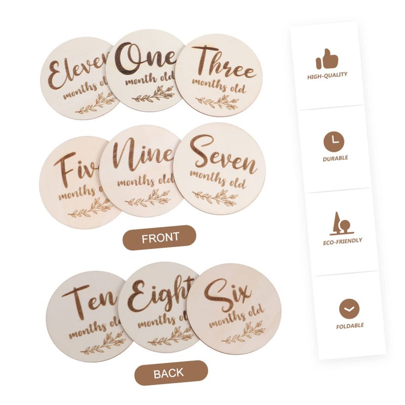 6pcs Natural Wooden Double Sided Monthly Markers For Newborn Photos - Image 4