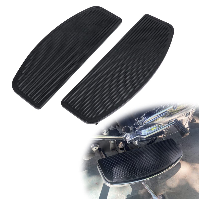 AUFER 2Pcs Motorcycle Front Driver Rider Inserts Floorboards Foot Peg Footrest Footboards Compatible With For Touring Electra Glide Road Glide Road King Softail Black