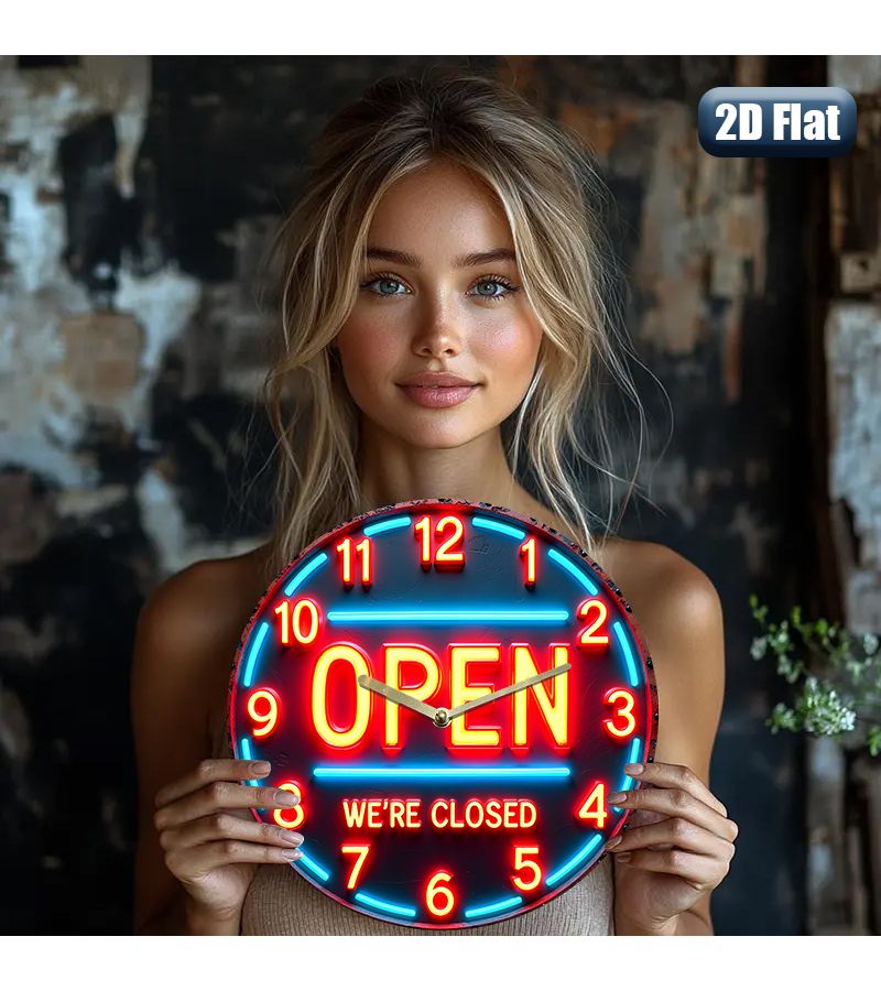 1 قطعة ساعة حائط عتيقة من الأكريليك بحجم 7.87 بوصة، تصميم نيون مفتوح عذرًا مغلق بساعة كوارتز صامتة، شاشة LED باللونين الأحمر والأزرق، مناسبة لغرفة المعيشة وغرفة النوم ومقهى وديكور المنزل للعطلات. - Image 2