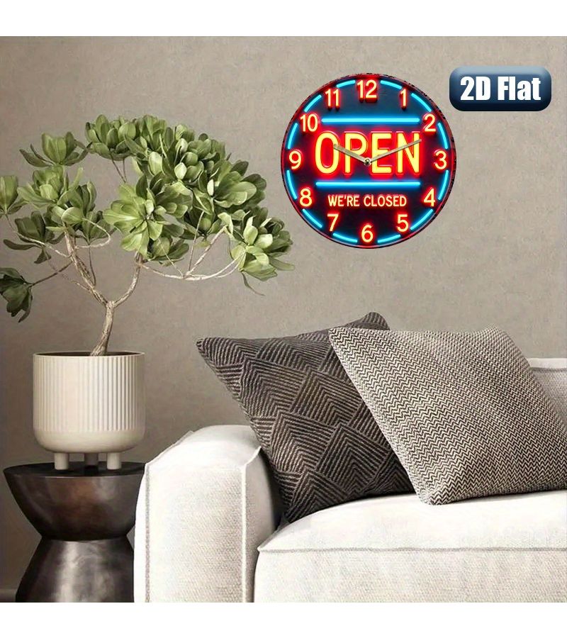 1 قطعة ساعة حائط عتيقة من الأكريليك بحجم 7.87 بوصة، تصميم نيون مفتوح عذرًا مغلق بساعة كوارتز صامتة، شاشة LED باللونين الأحمر والأزرق، مناسبة لغرفة المعيشة وغرفة النوم ومقهى وديكور المنزل للعطلات. - Image 4