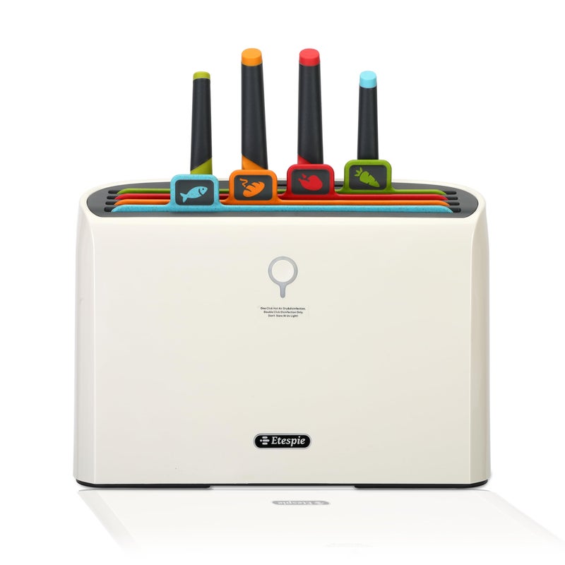 Etespie Smart Cutting Board and Knife Set,Self Cleaning Cutting Board and Knife Set with 4 Stainless Steel Knives,4 Color Coded Cutting Boards - Image 1