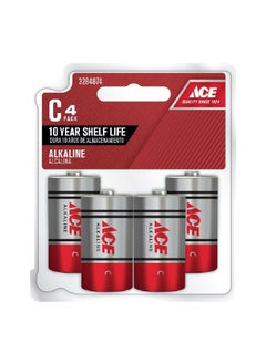 ACE 4-Piece C Ultra Alkaline Multipurpose Durable Batteries Silver and Red 11.6 x 4.4 x 10.2 cm LR14UD-4DB 