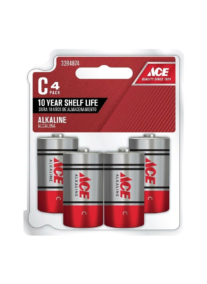 ACE 4-Piece C Ultra Alkaline Multipurpose Durable Batteries Silver and Red 11.6 x 4.4 x 10.2 cm LR14UD-4DB 