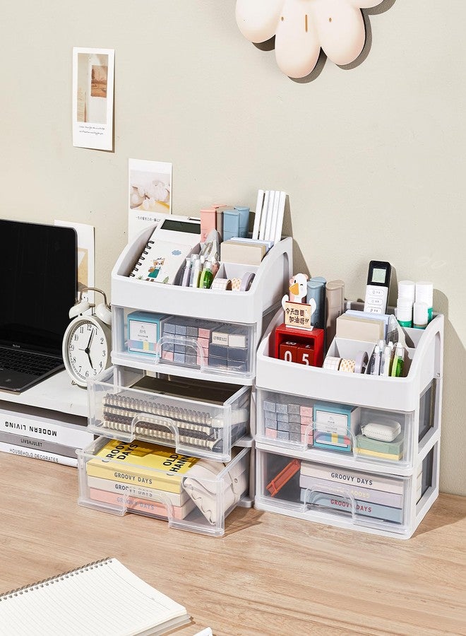 ORGIDOL Desk Organizer with Drawers, 3 Drawers Storage Organizer, Desktop Storage Drawers for Office/School Supplies, Plastic Stationary Makeup Organizer, Desk Storage Box for Office, School, Home - Image 4