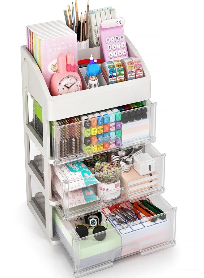 ORGIDOL Desk Organizer with Drawers, 3 Drawers Storage Organizer, Desktop Storage Drawers for Office/School Supplies, Plastic Stationary Makeup Organizer, Desk Storage Box for Office, School, Home - Image 1