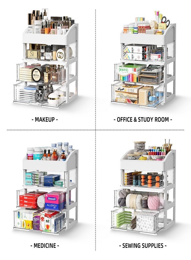ORGIDOL Desk Organizer with Drawers, 3 Drawers Storage Organizer, Desktop Storage Drawers for Office/School Supplies, Plastic Stationary Makeup Organizer, Desk Storage Box for Office, School, Home - Image 3