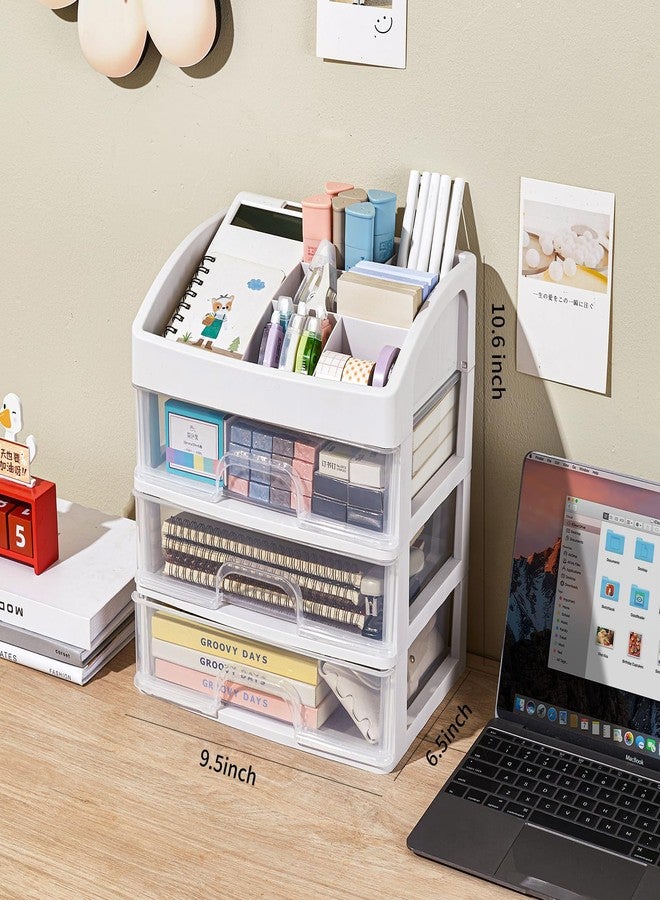 ORGIDOL Desk Organizer with Drawers, 3 Drawers Storage Organizer, Desktop Storage Drawers for Office/School Supplies, Plastic Stationary Makeup Organizer, Desk Storage Box for Office, School, Home - Image 5