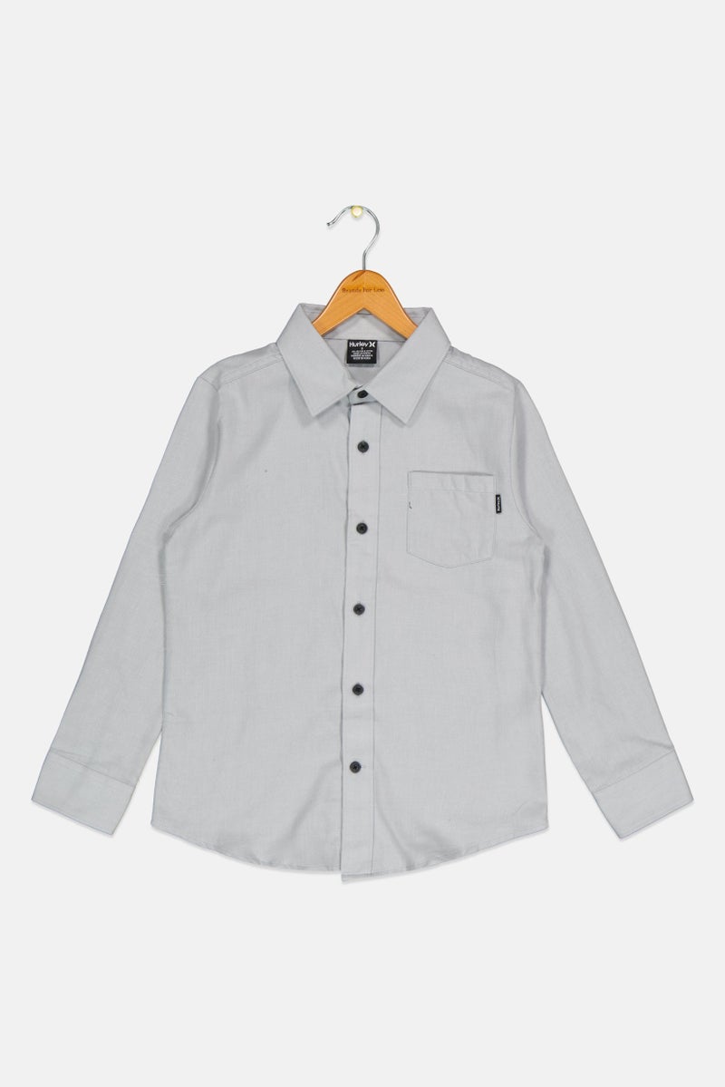 Hurley Kids Boy Long Sleeves Plain Shirt, Grey - Image 1