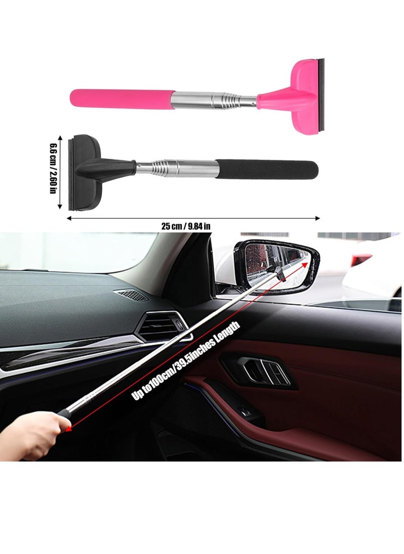KASTWAVE 2Pcs Car Window Mini Squeegee, Portable Tiny Car Side Mirror Squeegee Retractable Car Windshield Wiper to 39.5 in Windshield Squeegee for Car Windows Universal Car Cleaner Tool Accessories  - Image 2