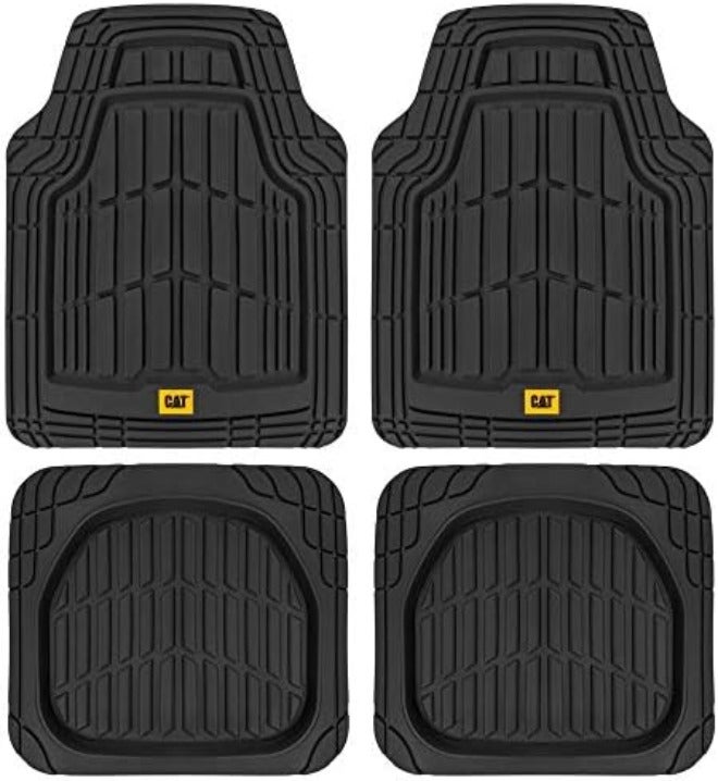 Caterpillar ToughRide Heavy-Duty 4-Piece Rubber Floor Mats for Cars, Trucks, Vans & SUVs -  Black - Image 2