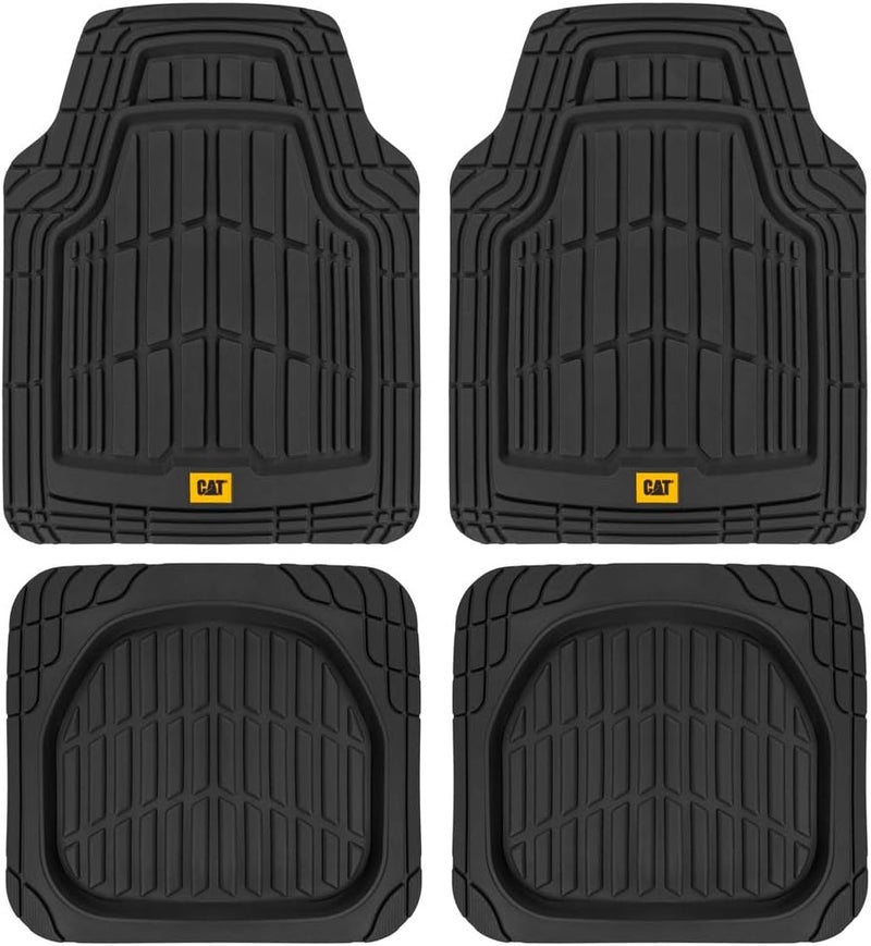 Caterpillar ToughRide Heavy-Duty 4-Piece Rubber Floor Mats for Cars, Trucks, Vans & SUVs -  Black - Image 1