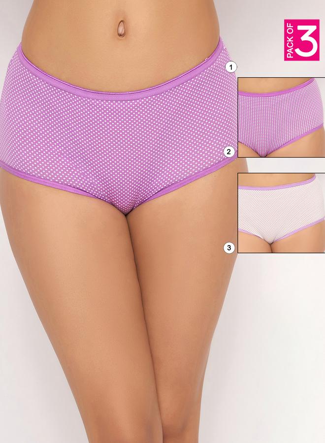 Clovia Pack of 3 - Printed High Rise Hipster Briefs - Image 1