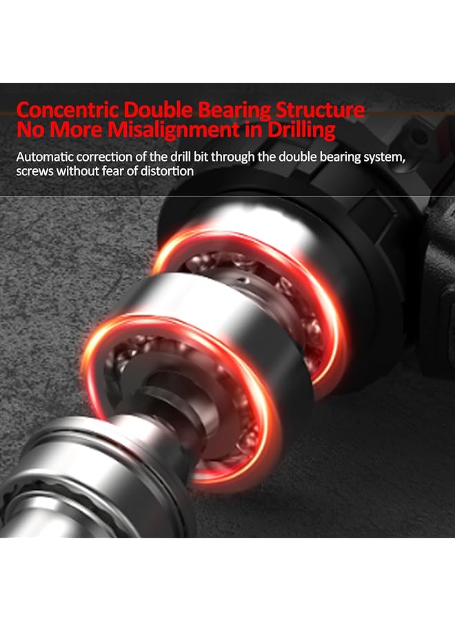 erorex Hammer Drill 16.8V Brushless Power Drill Set Rechargeable Drill With Battery 45N.M Torque 2 Variable Speed Household Power Tools Drill Set - Image 3