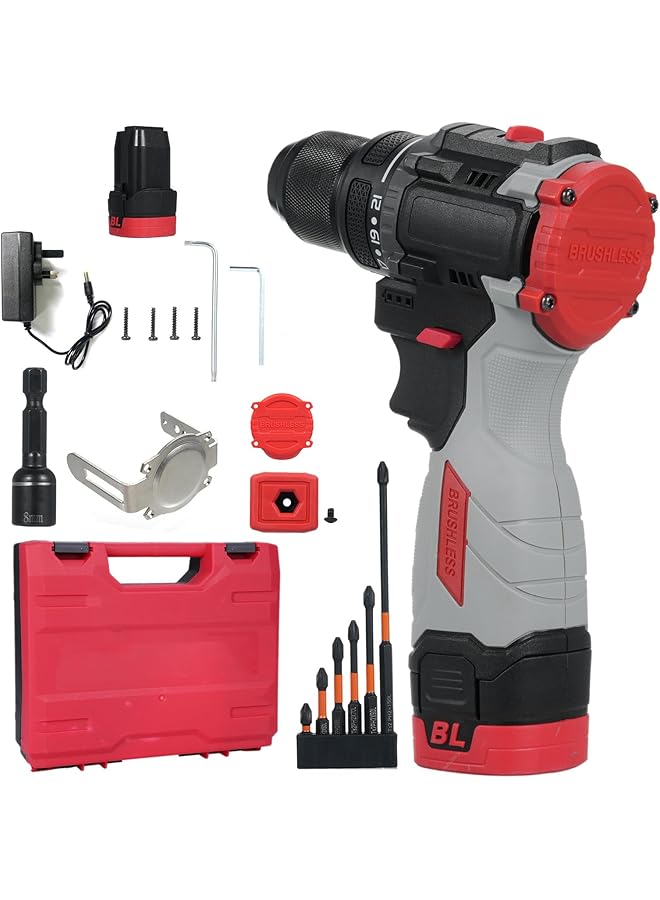 erorex Hammer Drill 16.8V Brushless Power Drill Set Rechargeable Drill With Battery 45N.M Torque 2 Variable Speed Household Power Tools Drill Set - Image 1