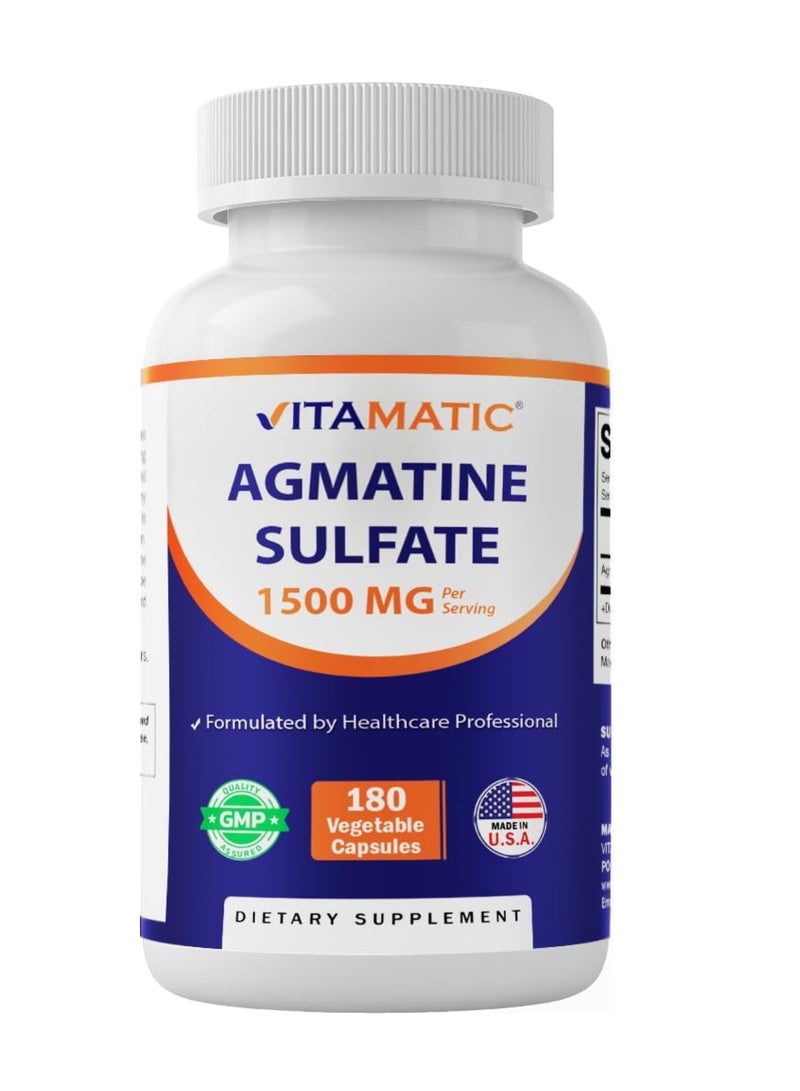 Vitamatic Agmatine Sulfate 180 Vegetable Capsules (500 mg per Capsule)