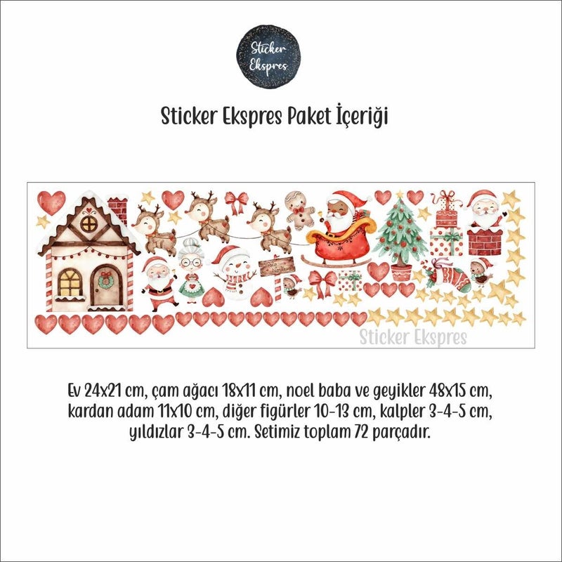 Sticker Ekspres Sticker Express Christmas Cute House Santa Claus Snowman and Winter Figures New Year Glass Wall Door Sticker Set  - Image 2