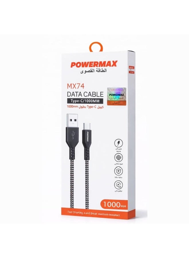 PowerMax Type‑C Data Cable 1M – Fast Charging, Durable & Break‑Resistant - Image 1