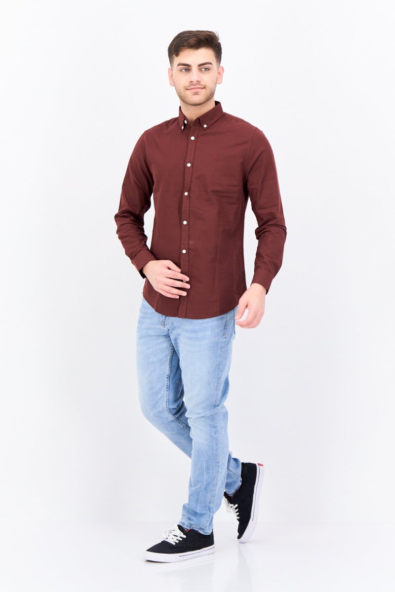 Threadbare قميص رجالي عادي بأكمام طويلة مع شعار مطرز، خشب الأرز - Image 4