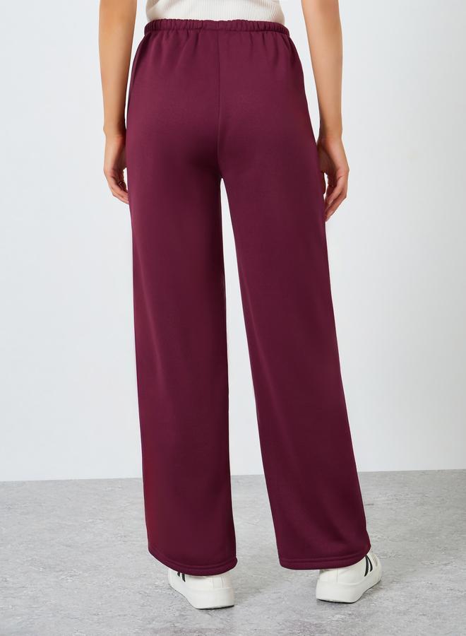 Styli Burgundy Wide Leg Knit Joggers - Image 4